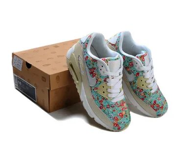 Цветочные бирюзовые женские кроссовки Nike Air Max 90 Flower