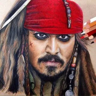 Coloured pencil drawing of Captain Jack Sparrow! Prismacolor