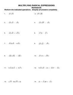 Simplifying Radical Expressions Worksheet Answers - Best Wor