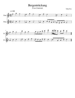 Bergentruckung - Undertale (Flute Duet) Sheet music for Flut