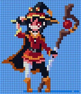 Megumin Pixel Art with grid for reddit friends Pixel art, An