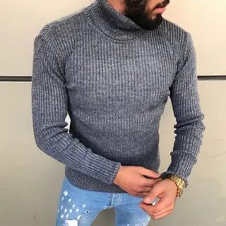 Standard Plain Turtleneck Slim Men's Sweater - Coowigsby.com