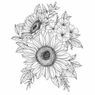 No hay descripción de la foto disponible. Sunflower drawing,