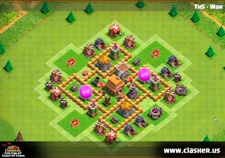 Town Hall 5 - WAR Base Map #9 - Clash of Clans Clasher.us Cl