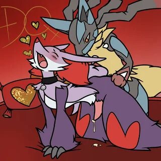 Yaoi pinup delphox+mega lucario