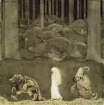 Illustration "Bland Tomtar och Troll" 1919 by John Bauer - Н