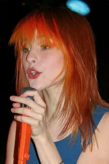 Hayley Williams Straight Orange Angled, Colored Bangs Hairst