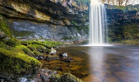 Wallpaper : cliff, Wales, river, landscape, waterfall, moss,