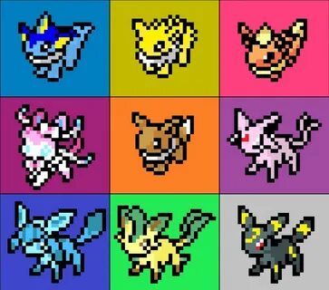 Easy Pixel Art Pokemon Eevee Evolutions - Jach Cebby