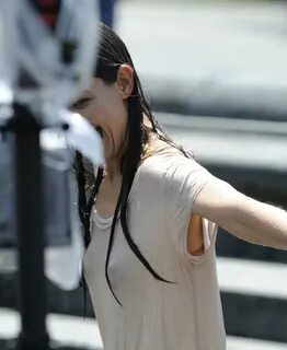 Katie Holmes Gets Soaking Wet Filming Mania Days in NYC