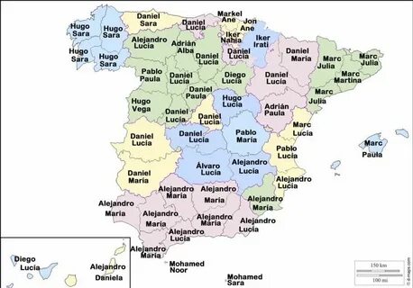 El mapa de los nombres de la España del siglo XXI Nombres es