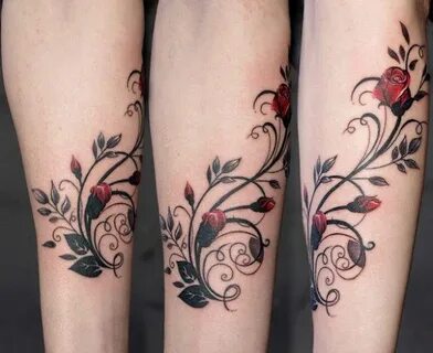 See more Red rose tattoos on arms Rose bud tattoo, Rose vine