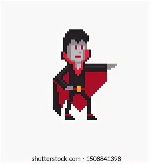 Vampire Dracula Character Pixel Art Icon Stok Vektör (Telifs