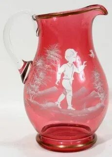 MARY GREGORY STYLE CRANBERRY GLASS PITCHER - Apr 20, 2012 Du