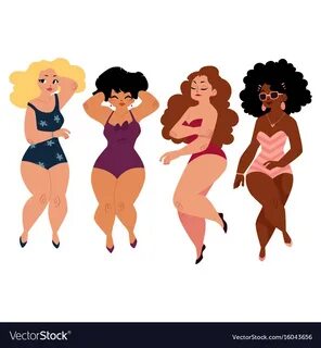 Plump curvy women girls plus size models Vector Image