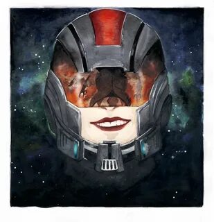 Шепард и отражение жнецов - Фан-арт Mass Effect 3