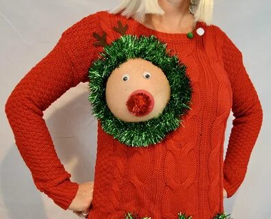 Sweater, Reindeer Boob Sexy Ugly Christmas Sweater' Is Perfect Rock Yo...