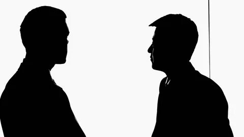 Ms Silhouette Two Businessmen Talking Pointing Stok Videosu 