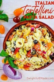 This EASY tortellini salad recipe is perfect for any pot-luc