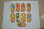 We tried this on Pinterest: Nutter Butter flip Flop Cookies