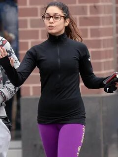 Vanessa Hudgens in Purple Tights out in NYC GotCeleb