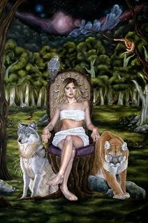 "Forest Goddess with Predator Animals" by plantiebee Redbubb