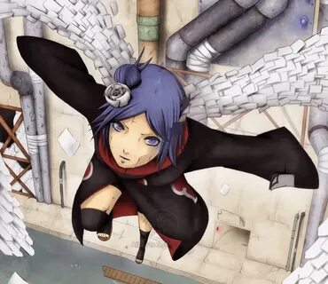 Konan using her paper as wings for battle. Meninas naruto, P