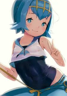 1girl blue_eyes blue_hair covered_navel crop_top hairband hi