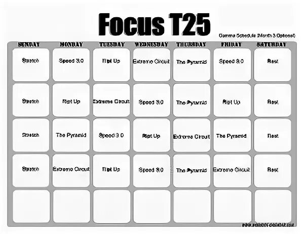 T25 Workout Calendar Print A Workout Calendar Workout calend