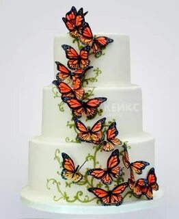 Купить "Свадебный торт с бабочками 13" № 19397 с доставкой в