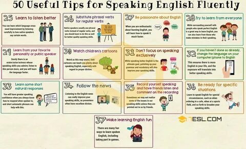 How to Speak English Fluently: 50 Simple Tips!! * 7ESL Speak english fluently, L