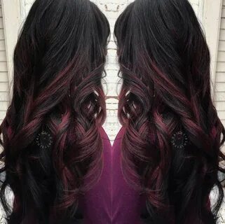 Black hair with red highlights Black hair with highlights, B