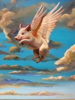 Pig illustration, Flying pigs art, Pig artwork