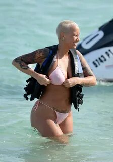 AMBER ROSE in Bikini at a Beach in Miami - HawtCelebs