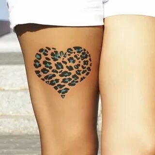 leopard print heart tattoo on thigh Leopard tattoos, Leopard