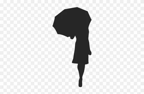 Girl Walking With Umbrella Gray Silhouette - Girl Walking Wi