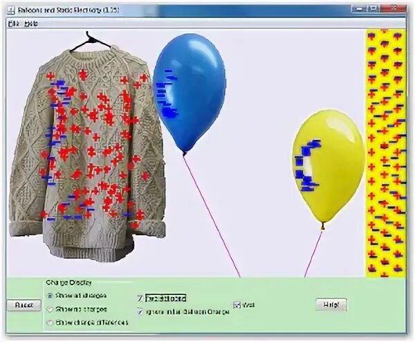 simulation of balloon and sweater redistribution of electron