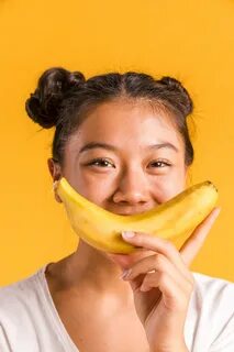 Asian girl banana head