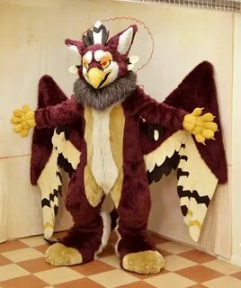 So this is a griffin fursuit right in part bird part lion ty