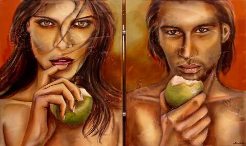 Adam And Eve / Adão E Eva, Painting by Mancouto Artmajeur