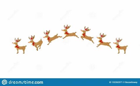 Reindeer, Running, Jumping, Animation, Cartoon Character Moving Stock Vecto...