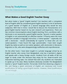 What Makes a Good English Teacher? Free Essay Example