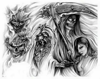 The Grim Reaper Evil tattoos, Tattoo design drawings, Skull 