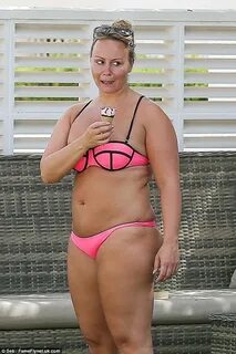 Bikini-clad Chanelle Hayes displays fuller figure as she fea
