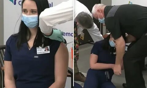 Image of old nurse accidentally vaccinating boob