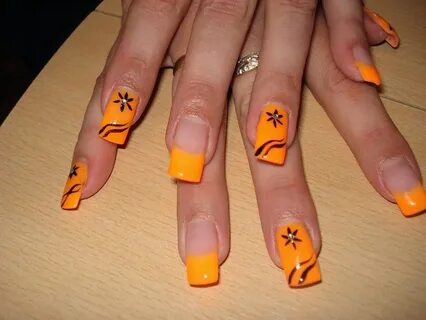 Cool Cute Acrylic Nail Designs Orange nail art, 3d nail art 