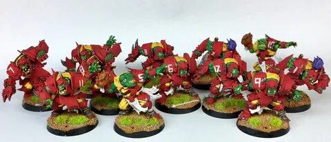 My sons Ork blood bowl team