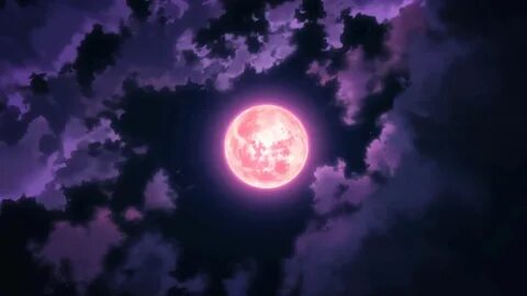red moon illustration #anime #Moon #sky #clouds #night #1080