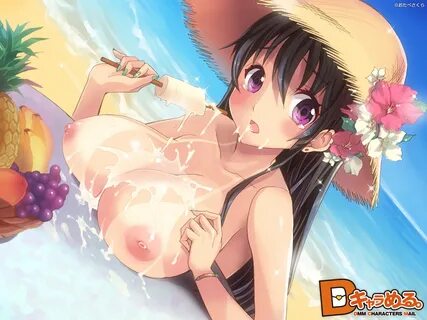 beach black hair breasts d chara mail food hat ice cream lon