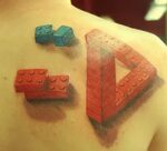 Lego bricks illusion tattoo